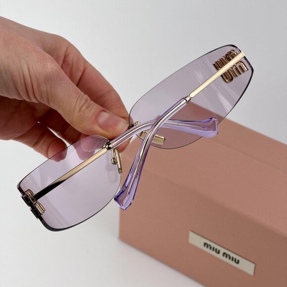 Miu Miu Women’s Rectangle Sunglasses – Gold Pink Model MUA51S | Color ZVN90O main image 10